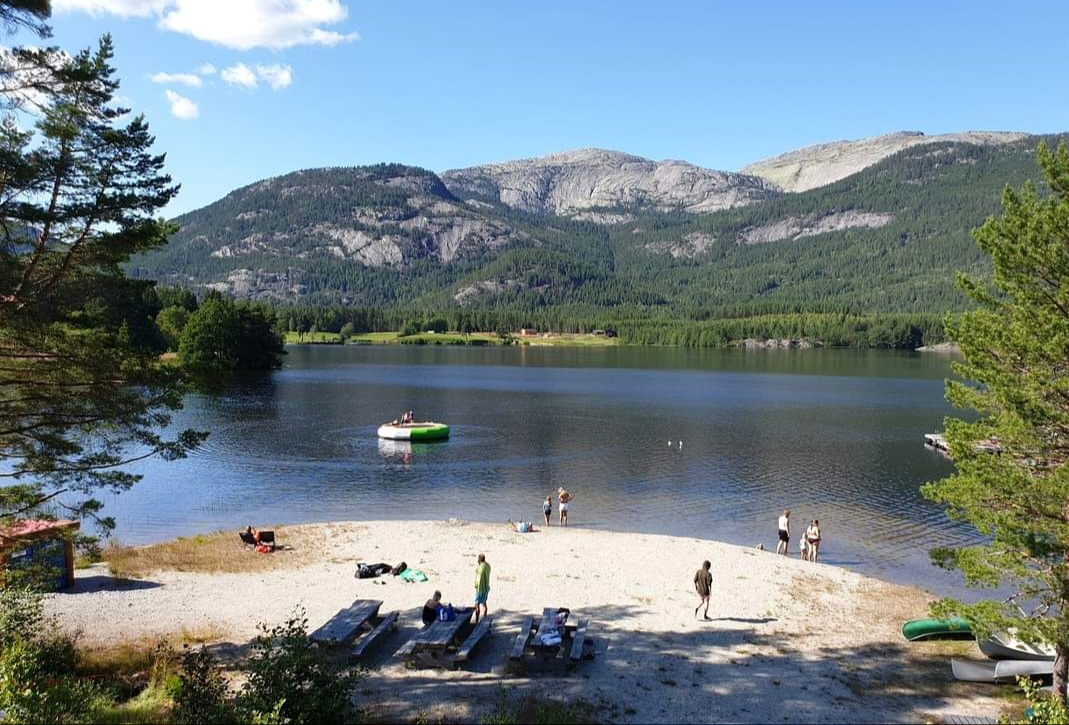 Sandy lakeside swimming beach